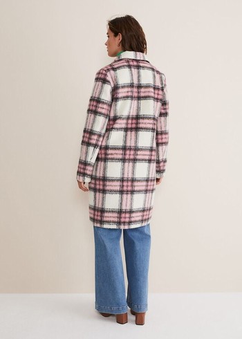 Phase Eight Catriona Checked Coats Multicolor/Pink USA | 3921657-WH